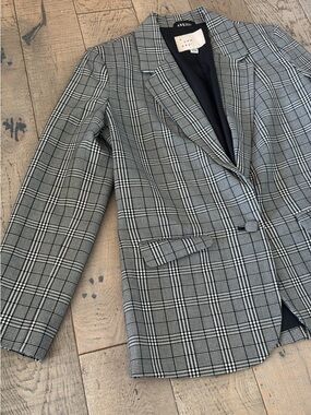 a new day Plaid Single-Button Blazer in Black & White